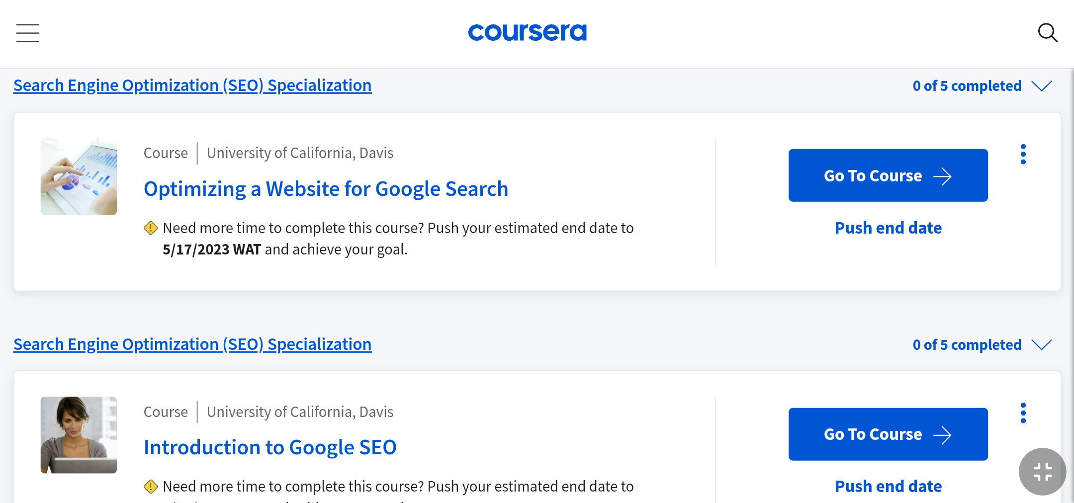 Coursera homepage